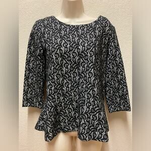 J Crew Lace Detail Peplum Top.  Sz M